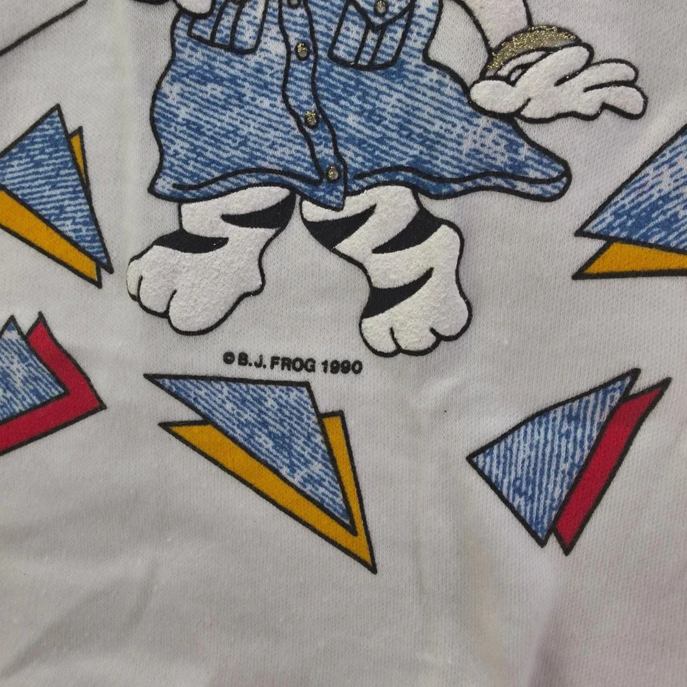 Vintage 1990 Sears Girls Blue Cat Blues Drop Waist Dress White Red Size 6X USA